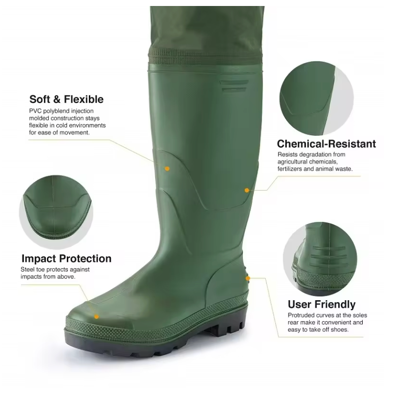 Forageattic Waterproof Fishing Waders with Boots – Chest-Length