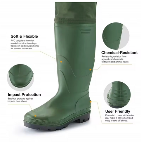Forageattic Waterproof Fishing Waders with Boots – Chest-Length